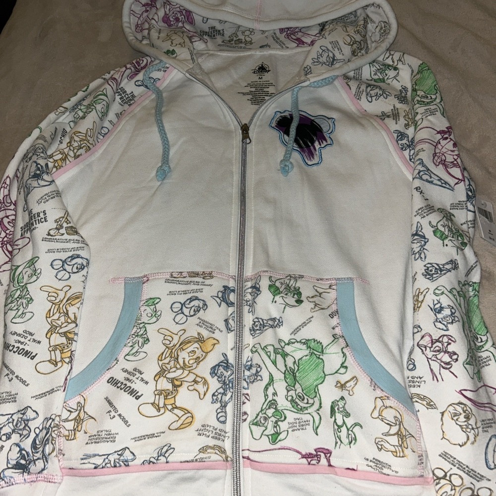 NWT Disney Parks Ink And Paint Adult Jacket Hoodie Sweatshirt Medium Full Zip‎